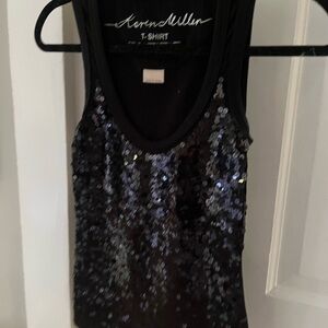 Karen Millen Black Sequin Tank Top